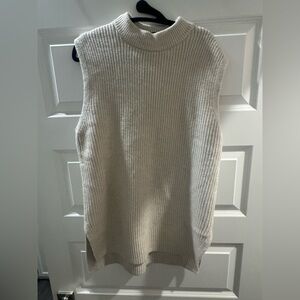 H&M Cream Ribbed Knit Sweater Vest